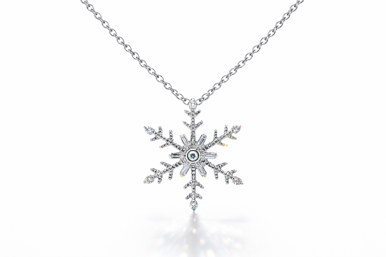 Pendant Snowflake S1 Baguette Floral