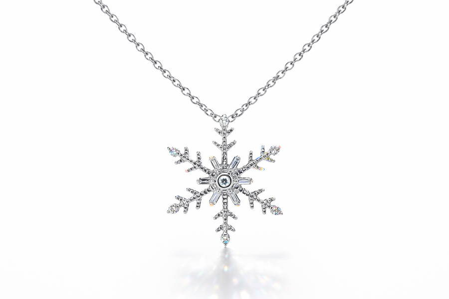 Pendant Snowflake S1 Baguette Floral